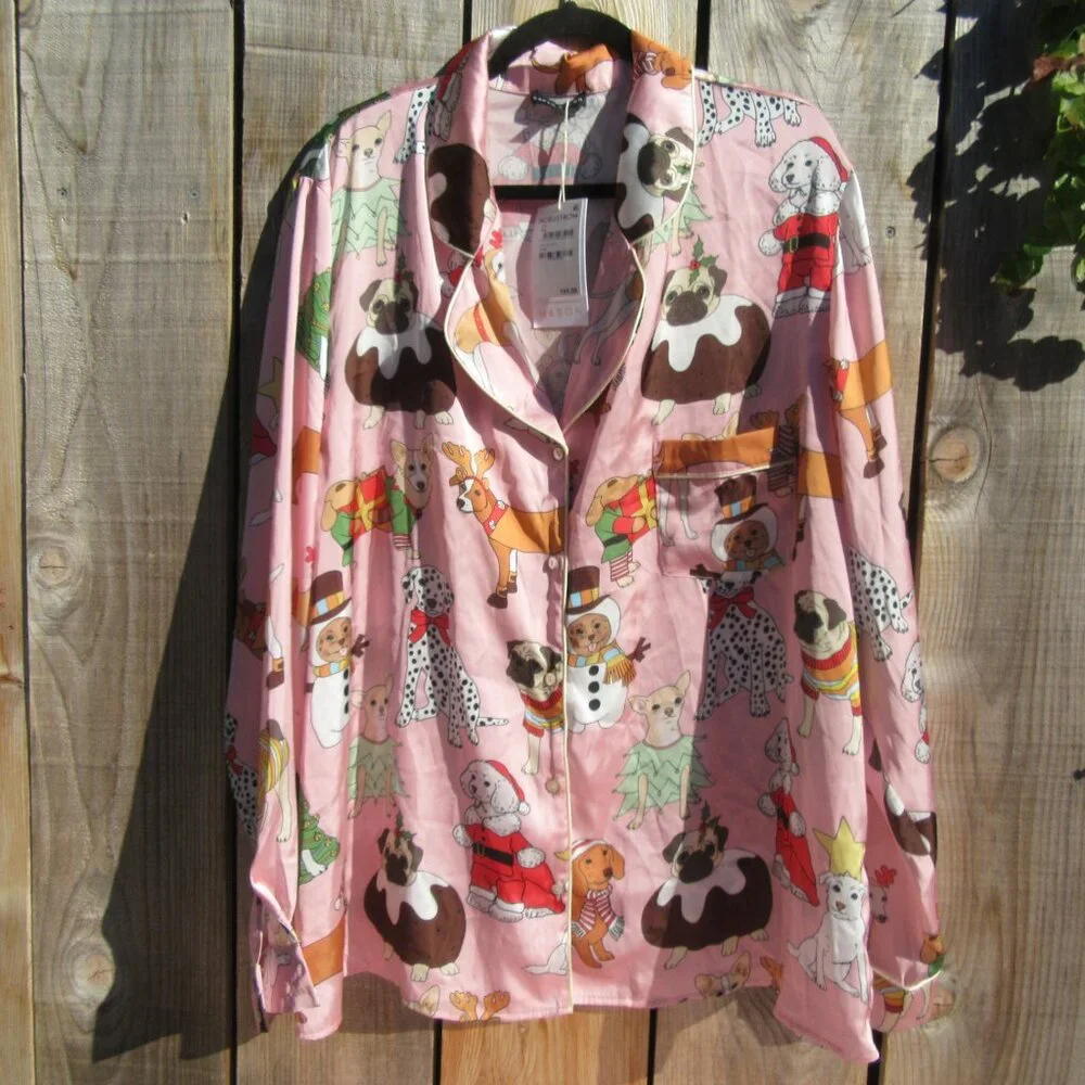 Brand New Karen Mabon Pink Christmas Dog Pajama Top & Pants Set Size 3XL - Picture 2 of 12